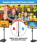Double-sided display of Adjustable Poster Sign Stand 8.5 By 11 Inches For Table Top And Floor Use Height Adjustable Sign Holder