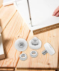 Eight Piece 22mm Drawer Rollers With Bearings And Nuts For Cabinets Sliding Doors and Filing Cabinets Smooth Quiet Drawer Glide Nylon Pulley Wheels Includes 9mmThreaded Rod M6x1 - assembly scene with screws and nuts