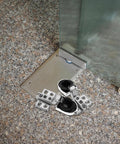 Soft close glass cabinet hinges on granite floor, 2-pack