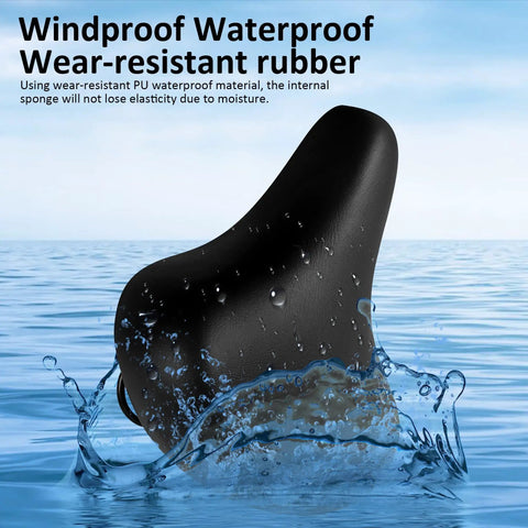 Kids Bike Seat For 18 20 And 24 Inch Bicycles Replacement Saddle With Extra Cushion showcasing waterproof PU leather in water.
