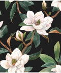 Vintage Floral Peel And Stick Wallpaper Black White And Green Removable Repositionable Textured Matte Finish with magnolia pattern