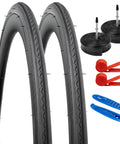 Two Pack 700C Road Bike Tires And Heavy Duty Tubes With Presta Valve 700X25C To 700X26C Durable Urban Tread for City Streets
