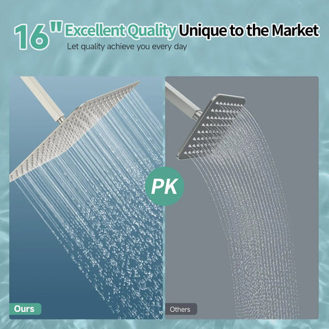 Comparison of Mega Sized 16 Inch Brushed Nickel Rain Shower Head With 304 Stainless Steel Construction High Pressure Rainfall