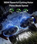 LUBA 3 AWD 5000 Boss Robotic Lawn Mower Ultimate Kit blades and 165W motor, highlighting three speeds on grass.