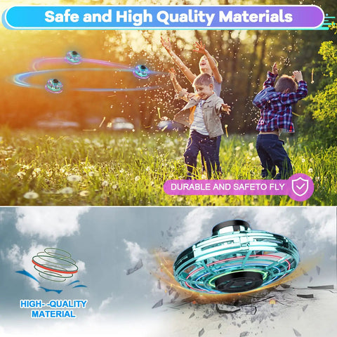 Kids Drone Flying Toy For Indoor And Outdoor Fun in park, 2026 Upgraded LED Fidget Spinner with kids playing, safe outdoor use.