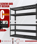 48 Inch Wide Heavy Duty Garage Shelving 5 Tier Storage Rack With Double Column Design For Maximum Stability And 3030 Lbs Load Capacity Ideal For Garage Organization And Heavy Tools Beefy Steel Construction Easy Assembly, no-screw setup