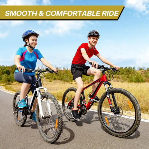 Two cyclists on a paved road using bikes with Self Adhesive 700C Bike Tire Liner For Puncture Protection No More Flats Inner Tube