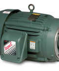 Rock Solid 10 Horsepower Three Phase Motor Severe Duty Cast Iron Frame C Face Mount 230 To 460 Volts, industrial motor side view.