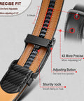 Diagram showing Lightweight Mens Ratchet Belt With Fixed Length Easy Click Mechanism Non Trimmable Fit For 32 To 38 Inch Waist.