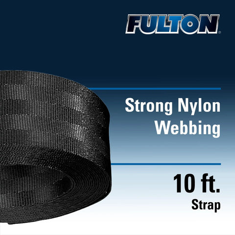 Close-up of strong nylon webbing for Two Speed Trailer Winch 2,600 Lbs Capacity 20 Ft Strap 10 Inch Comfort Grip Handle Beefy Power