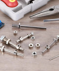 2 Pack 3/16 Inch Diameter By 1.7 Inch Length Landing Gear Drive Axles With Nuts For RC Airplanes on a workbench