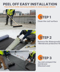 Installation steps of Heavy Duty Epdm Rubber Roofing Roll With Self Adhesive Backing For A Rock Solid Waterproof Seal Measuring 39 Inches By 16 Feet.
