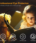 Gritin 9-LED clip-on reading light, rechargeable, 3 color temperatures, stepless dimming for bed reading