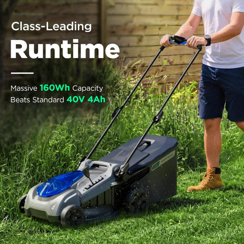 14 Inch Cordless Lawn Mower With 40V 4Ah Battery And Charger Ultra Quiet Motor For Tiny Yards And Urban Lawns Its A Breeze Lightweight Push Mower For Patios Townhomes And Backyard Maintenance Up To 3500 Sq Ft Per Charge on grass
