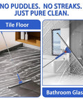 2 In 1 Floor Cleaning System With V Shaped Scrub Brush And Foam Squeegee used on tile floor and bathroom glass