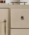 Vintage Style Ring Pull Cabinet Handles 4 Pack Antique Bronze Drawer Pulls on beige cupboard drawer