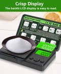 Portable Digital Pocket Scale 0.01 to 1000 g Precision Gram Scale With 7 Units And Tare Function LCD Display Backlit in use with bowl.