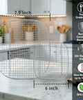 Premium 304 Stainless Steel Crisper Rack Set Compatible With Select Four Quart And Six Cup Air Fryers showing two sizes 7.9 inch and 6 inch.