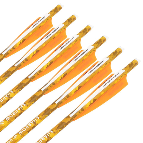 Camo Carbon Crossbow Bolts With 125 Grain Removable Tips, 16 To 22 Inch Options, in orange and white, 6 Pack Option