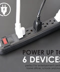 Six Outlet Surge Protector Power Strip With 25 Foot Extension Cord Black Built Tough ETL Listed UL Standard 350 Joules Surge Protection