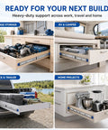 Heavy Duty Drawer Slides 500 Lb Full Extension Side Mount Rails For Tool Boxes And Workbenches, 2.5 Mm Cold Rolled Steel Construction, Smooth Quiet Glide, Ultra Durable Heavy Load Storage Drawers in garage, RV, truck, and home drawers