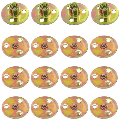 Heavy Duty 16 Pack 3/8 16 Thread Brad Hole T Nuts With Durable Galvanized Coating, round base for truck use.