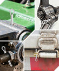 365 Piece Trailer Hitch Pin Kit With Heavy Duty Cotter Pins, R Clips, Locking Coupler Pins, And Lynch Pins in use on machinery