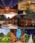 Outdoor scenes with 25 Pack 2W S14 LED Bulbs Replacement for Outdoor String Lights, 2700K Soft Warm White adding ambiance.
