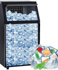 Supercharged Countertop Ice Maker With Built In Auto Clean That Whips Up 66 Pounds Daily Plus 32 Cubes Per Cycle, showcasing ice in a heavy-duty steel unit.