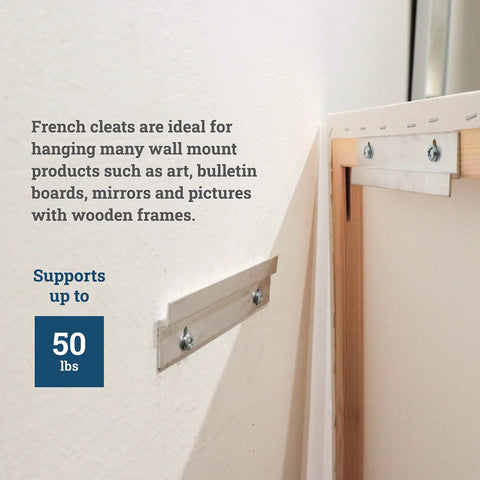 Beefy Heavy Duty Mirror Hanger Kit With 6 Inch Aluminum Z Clips 3 Pairs 50 Lb Capacity Wall Mount Brackets installed on wall