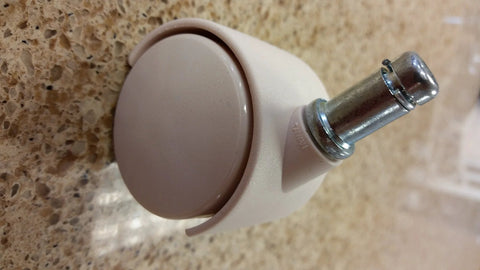 Almond Chromcraft caster wheel with metal stem for furniture