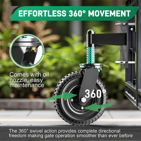 Heavy Duty Gate Wheel With 8 Inch Wheel, Spring Loaded Caster For Wooden And Metal Gates, 700 Lbs Capacity, 360 Degree Rotation