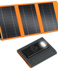 Go-To 10000mAh Solar Charger With 30W Foldable Panels and Fast Type-C Plus Dual USB-A Ports, IPX5 Waterproof, orange foldable design