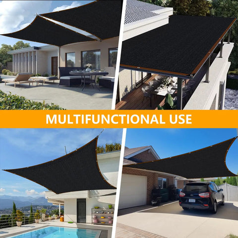 85 To 90 Percent Shade Cloth For Garden Plants Six By Three Point Two Feet Black Sun Block Shade Cover Mesh Tarp With Grommets Sun Shade Canopy For Outdoor Pergola Patio Flower Lawn Kennel Chicken Coop installed in various outdoor settings.