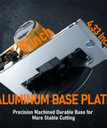 6 Inch Brushless Cordless Circular Saw Compatible With DeWalt 20V Max Battery For Smooth Wood Cuts And DIY Projects Includes Two Blades And Guide Ruler But No Battery Or Charger Inside This Killer Tool You Will Get Perfect Performance All Day Long showing close-up of the aluminum base plate for stable cutting.
