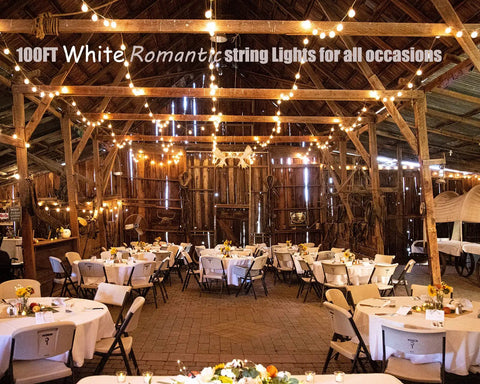 100 Feet Outdoor G40 Globe String Lights Waterproof IP44 Dope Patio Lighting With 53 Shatterproof Bulbs in barn wedding setup