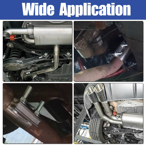 Two Pack 1.75 Inch Stainless Steel Exhaust Clamp Band Butt Joint Universal Widening Clamp For Exhaust System and Muffler in use