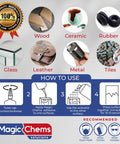 Instructional guide and material compatibility for Beast Mode Power Bond Cyanoacrylate Glue with Activator Kit