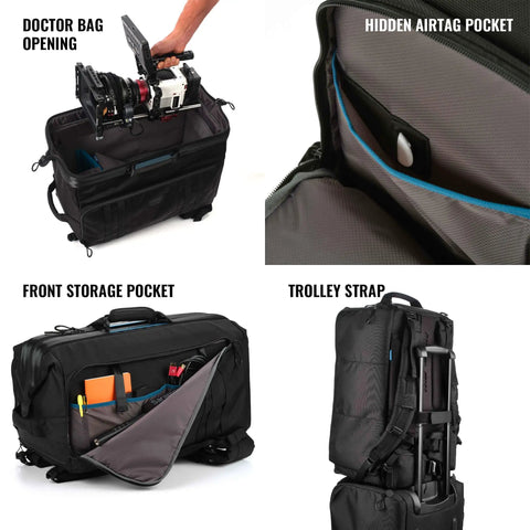 Cineluxe V2 Backpack 24 For Pro Cinema Gear Fits Large Camcorders And Cinema Cameras Up To 20 Inches, Fast Doctor Bag Opening, Secure Access, Ergonomic Design