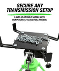 Beefy 1 Ton Transmission Jack With High Lift Range 37.5 To 76 Inches for Trucks and SUVs showing adjustable saddle.