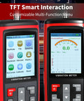 Portable Digital Vibration Meter With TFT Screen And 397000 Data Storage For Accurate Measurement Of Acceleration Velocity Displacement Frequency And Temperature 5 In 1 Diagnostic Tool For Machinery, front view