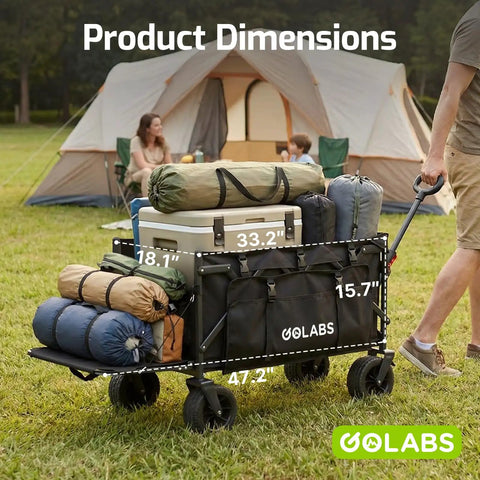 Beefy Heavy Duty Garden And Beach Wagon Cart With Brakes Expands To 280L Storage 560 Lbs Load in camping setting