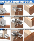 Installation guide showing 24 Pack Hidden Hinges Soft Close Surface Mount Concealed Cabinet Hinges For Frameless Kitchen Cabinets No Pre Drill Holes Easy Install For Cabinet Doors Durable Steel Construction Great For Modern Cupboards in overlay, inset, and half overlay positions.