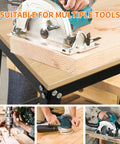 Heavy Duty Drill Press Stand Top Shelf Shop Rig With Smooth Rolling Casters And Hefty 700 Lbs Capacity Plus Generous Storage Shelf For Knocking Out Weekend Builds with a circular saw in use on a workbench.