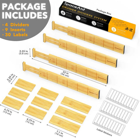 Straight Up Real Deal Bamboo Drawer Dividers With Custom Insert Grid And Label Stickers For Kitchen Storage Hack Effortless Expandable Fit For Cabinets Or Dressers Top Tier