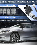 Front Left Power Window Motor For Nissan Maxima Sedan 2002 2004 2005 2006 2007 2008 3.5L Driver Side Window Regulator Motor Replacement Fits Right In Part Number 807317Y000, black motor with connector