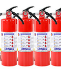 Heavy Duty 5 Lb Abc Dry Chemical Fire Extinguisher With Wall Mount 2A 10B C Rated, red canisters lined up with instructions.