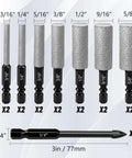Konvixon 16-piece diamond tile drill bit set with 1/4 in hex shanks; two bits per size from 3/16 to 5/8 in