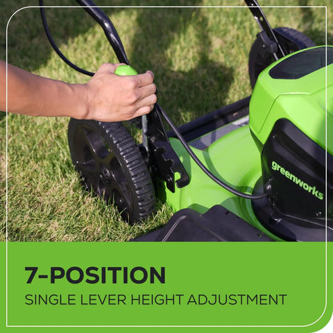40V Cordless Push Lawn Mower With 19 Inch Steel Deck, 5.0Ah Battery And Charger Included, Up To 35 Minutes Run Time, Lightweight Yet Durable, No Gas, Easy Start And Clean Cut For Dense Lawns, 7-position height lever