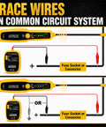 Auto Wire Tracer Open And Short Finder For DC 6 To 42V Vehicles And Home Wiring, yellow handheld tester on circuit diagram